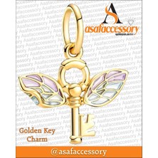 Golden Key Charm Gümüş Kaplama
