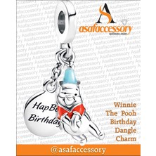 Winnie The Pooh Birthday Dangle Charm Asafaccessory Gümüş