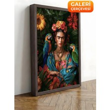 Zestia Kahverengi Çerçeveli Kanvas Tablo Frida Kahlo Portre Premium Seri No 112021