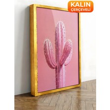 Zestia Gold Çerçeveli Kanvas Tablo Kaktüs Minimal Çizim Premium Seri No 109393