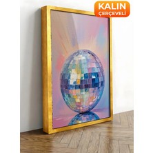 Zestia Gold Çerçeveli Kanvas Tablo Disko Topu – Parlak Pastel Premium Seri No 110017