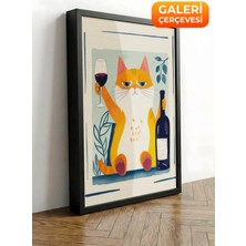 Zestia Siyah Çerçeveli Kanvas Tablo Keyifli Kedi Premium Seri No 109367
