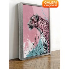 Zestia Gümüş Çerçeveli Kanvas Tablo Pembe Leopar – Modern Sanat Premium Seri No 113117