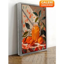 Zestia Gümüş Çerçeveli Kanvas Tablo Meyve Suyu ve Portakallar – Pop Art Premium Seri No 113236