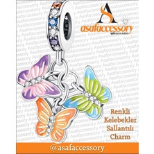 Renkli Kelebekler Sallantılı Charm Asafaccessory Pembe