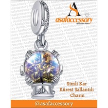 Simli Kar Küresi Sallantılı Charm Gümüş
