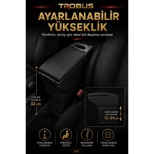 Trobus Peugeot Partner Tepee 2008-2018 Uyumlu Ayarlanabilir Ayaklı Kolçak Kol Dayama Siyah
