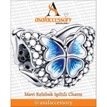 Mavi Kelebek Işıltılı Charm