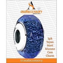 Işık Yayan Mavi Murano Charm Gümüş