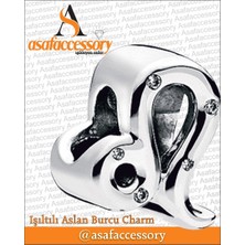Işıltılı Aslan Burcu Charm Gümüş