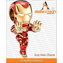 Iron Man Charm Gümüş Kaplama Kırmızı
