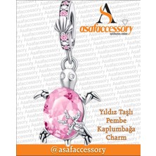 Yıldız Taşlı Pembe Kaplumbağa Charm Asafaccessory