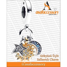 Güneş Ay Yıldız Sallantılı Charm Asafaccessory Gümüş