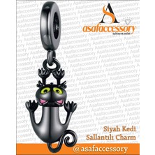 Siyah Kedi Sallantılı Charm Asafaccessory