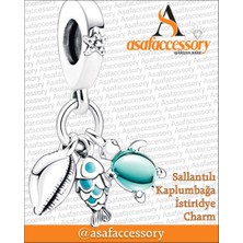 Sallantılı Kaplumbağa Istiridye Charm Gümüş Kaplama