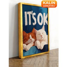 Zestia Gold Çerçeveli Kanvas Tablo It’s Ok Tipografik Mizah Premium Seri No 109689