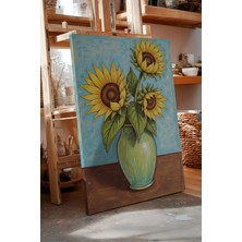 Zestia Kanvas Tablo Van Gogh Tarzı Vazoda Ayçiçekleri Premium Seri No 100195