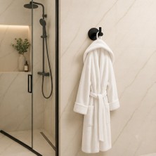 Riya Home Ev & Dekorasyon Siyah Metal Tekli Kanca Bornoz Askısı Yapışkanlı
