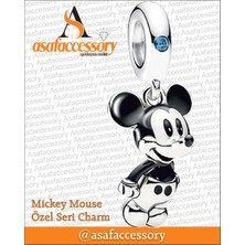 Mickey Mouse Eğik Sallantılı Charm Gümüş Kaplama