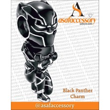 Black Panther Charm Gümüş Kaplama Siyah