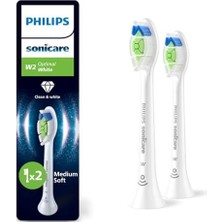 Optimal White Yedek Diş Fırçası Başlığı, 7 Kat Daha Fazla Plak Temizliği, Orta Yumuşak Fırça Başlığı, 2’li Paket, Beyaz, HX6062/87
