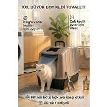 Kurtbay Şekil XXL Büyük Boy Kapalı Kedi Tuvaleti, Filtreli ve Kürek Hediyelii, 59x41,5x47,5 cm - VN11097