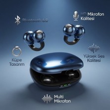 Sezy Bluetooth 6.0 Yeni Nesil Küpe Bluetooth Kulaklık, Klips Kulaklık 2026 Son Nesil Lacivert