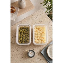 Kitchen Life 2'li Etiketli Vakumlu Dikdörtgen Saklama Kabı-Kahvaltılık 900 ml