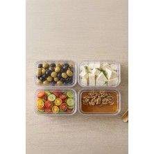Kitchen Life 4'lü Etiketli Vakumlu Dikdörtgen Saklama Kabı-Kahvaltılık 900 ml