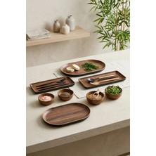 Kitchen Life Ahşap Görünümlü Kahvaltılık Sunum Seti-Servis Tabakları ve Kaseler,dekoratif Tabak Seti
