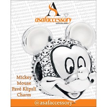 Mişckey Mouse Pave Charm Gümüş