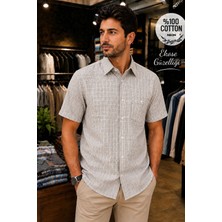 Beyome Erkek %100 Pamuk Kısa Kollu Ekose Gömlek Regular Fit Yazlık Nefes Alan S-5xl