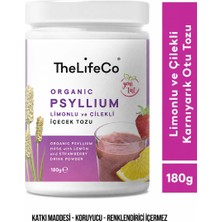 TheLifeCo Organik Psyllium - Limonlu ve Çilekli Karnıyarık Otu İçecek Tozu 180g