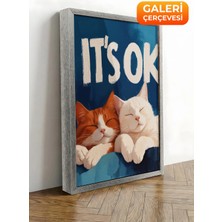 Zestia Gümüş Çerçeveli Kanvas Tablo It’s Ok Tipografik Mizah Premium Seri No 109689