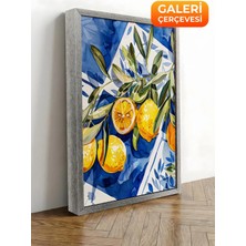 Zestia Gümüş Çerçeveli Kanvas Tablo Limon Dalları Premium Seri No 112022