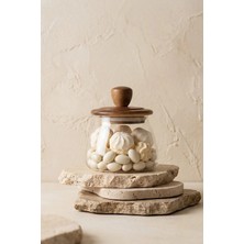 Kitchen Life Ahşap Kapaklı Vakumlu Küçük Boy Borosilikat Cam Kavanoz Baharatlık 500 ml