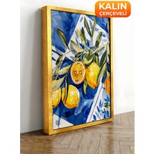 Zestia Gold Çerçeveli Kanvas Tablo Limon Dalları Premium Seri No 112022
