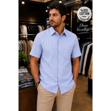 Beyome Erkek %100 Pamuk Kısa Kollu Ekose Gömlek Regular Fit Yazlık Nefes Alan S-5xl