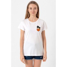 Dragon Ball Z Anime Son Goku Pocket Beyaz Kadın Bisikletyaka Tshirt