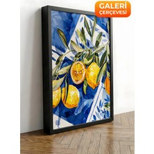 Zestia Siyah Çerçeveli Kanvas Tablo Limon Dalları Premium Seri No 112022