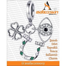 Asaf Accessory Şanslı Dört Yapraklı Yonca Charm Asafaccessory Gümüş