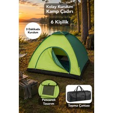 Fischer 6 Kişilik Manuel Çadır - Kolay Kurulum 4 Mevsim Kullanım Kamp Bahçe Çadır Yeşil 220X250X150