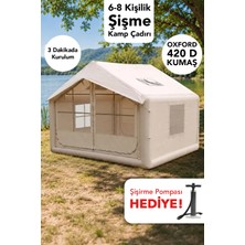 Fischer 8 Kişilik Şişme Kamp Çadırı - Güneş Korumalı Çadır Hızlı Kolay Kurulum Şişirme Pompası Hediye