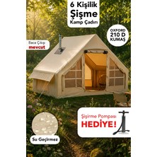 Fischer 6 Kişilik Çift Kapılı Çadır - Kolay Kurulum Su Geçirmez Kamp Outdoor Çadır Şişirme Pompası Hediye