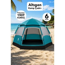 Fischer Altıgen Kamp Çadırı - 6 Kişilik Polyester 190 T Su Geçirmez Kumaş Outdoor Kamp Çadırı