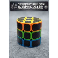 Wolawood Özel Üretim Silindir Zeka Küpü Karbon Fiber Görünümlü Rubik Küp, Eğri Yüzeyli Yüksek Kaliteli Profesyonel Akıl Oyunu