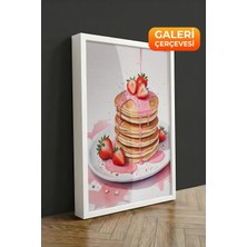 Zestia Beyaz Çerçeveli Kanvas Tablo Pancake Üzerinde Çilek Premium Seri No 109486
