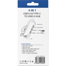 X-Level 4 Port USB 3.0 & Type-C Dönüştürücü Çoklayıcı Hub (5 Gbps)