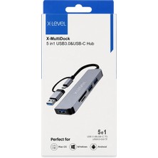 X-Level 5 Port USB 3.0 ve Type-C Hub Çoklayıcı Adaptör (3x Usb, Sd/tf Kart, 5 Gbps)