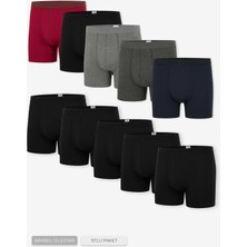 Erkek Siyah Karışık Renk 10’lu Uzun Paça Bambu Boxer - 25211
